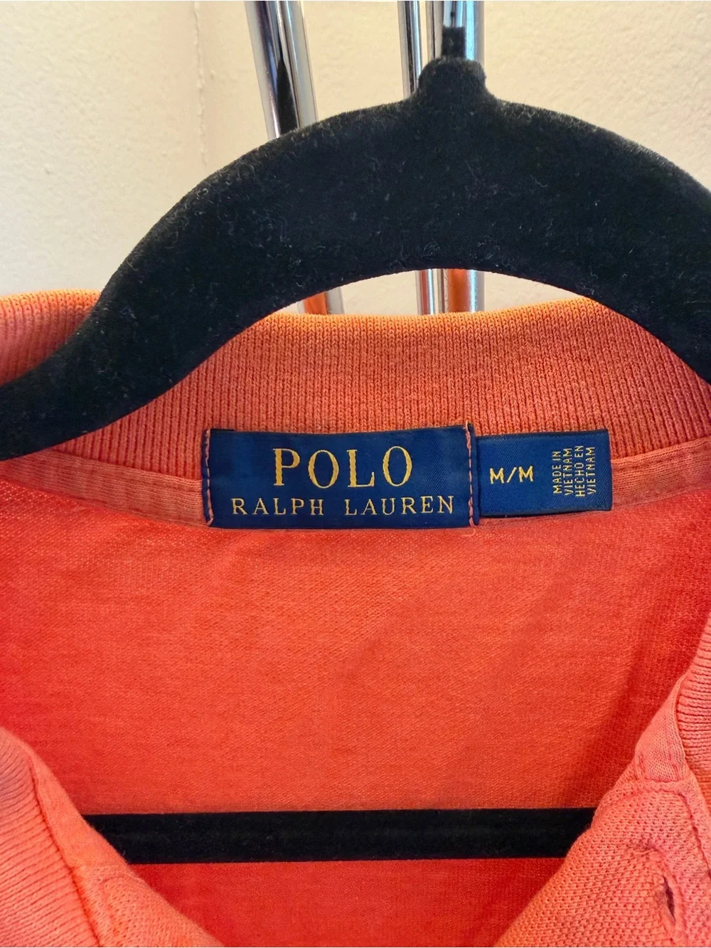 Ralph Lauren Orange Polo with Blue Pony Embroidery